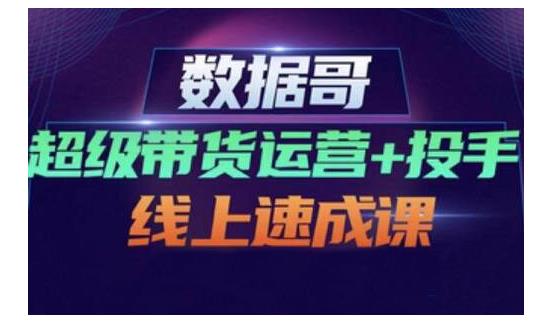 数据哥·超级带货运营 投手线上速成课，快速提升运营和熟悉学会投手技巧-有渔有礼