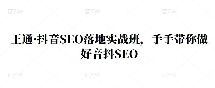 王通·抖音SEO落地实战班，手‬手带你做好音抖‬‬SEO-有渔有礼