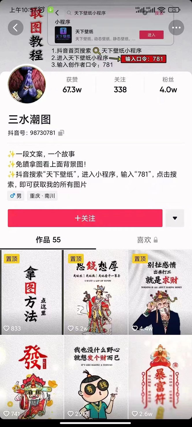 国潮壁纸变现项目，新手可操作日赚200 【素材 软件 教程】-有渔有礼