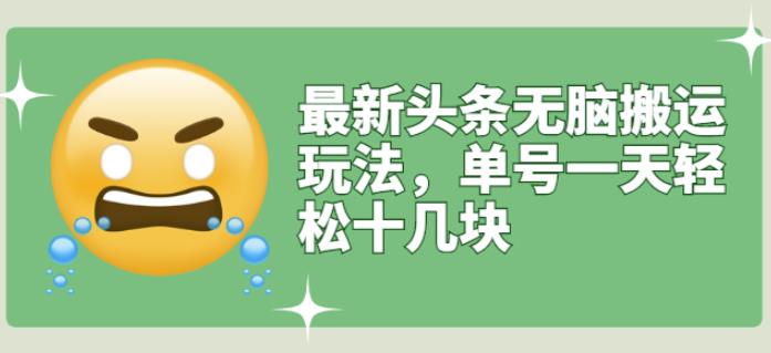 最新头条无脑搬运玩法，单号一天轻松十几块【视频教程 搬运软件】-有渔有礼