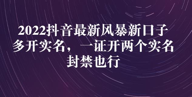 2022抖音最新风暴新口子：多开实名，一整开两个实名，封禁也行-有渔有礼