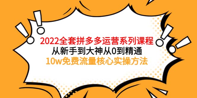 2022全套拼多多运营课程，从新手到大神从0到精通，10w免费流量核心实操方法-有渔有礼