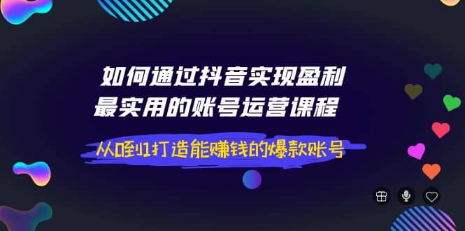 如何通过抖音实现盈利，最实用的账号运营课程 从0到1打造能赚钱的爆款账号-有渔有礼