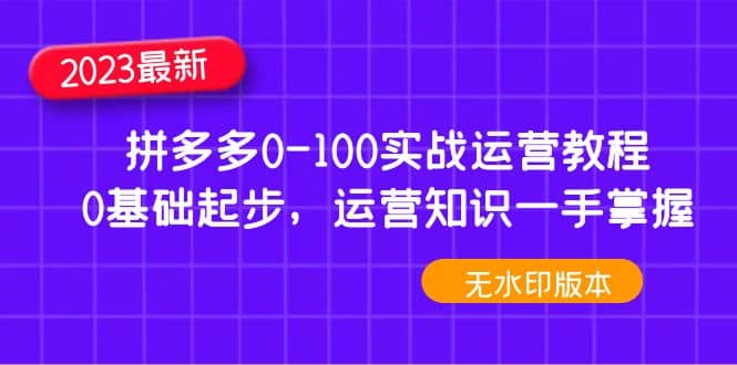 2023拼多多0-100实战运营教程，0基础起步，运营知识一手掌握（无水印）-有渔有礼