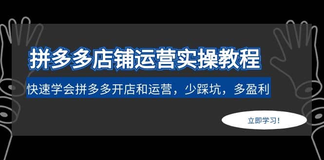拼多多店铺运营实操教程：快速学会拼多多开店和运营，少踩坑，多盈利-有渔有礼