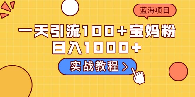 一天引流100 宝妈粉，日入1000 的蓝海项目（实战教程）-有渔有礼