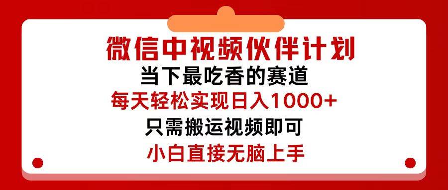 图片[1]-微信中视频伙伴计划，仅靠搬运就能轻松实现日入500+，关键操作还简单，…-有渔有礼