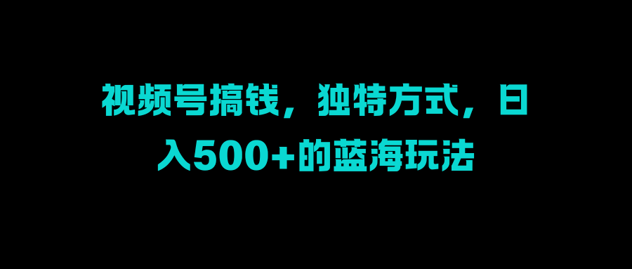视频号搞钱，独特方式，日入500+的蓝海玩法-有渔有礼