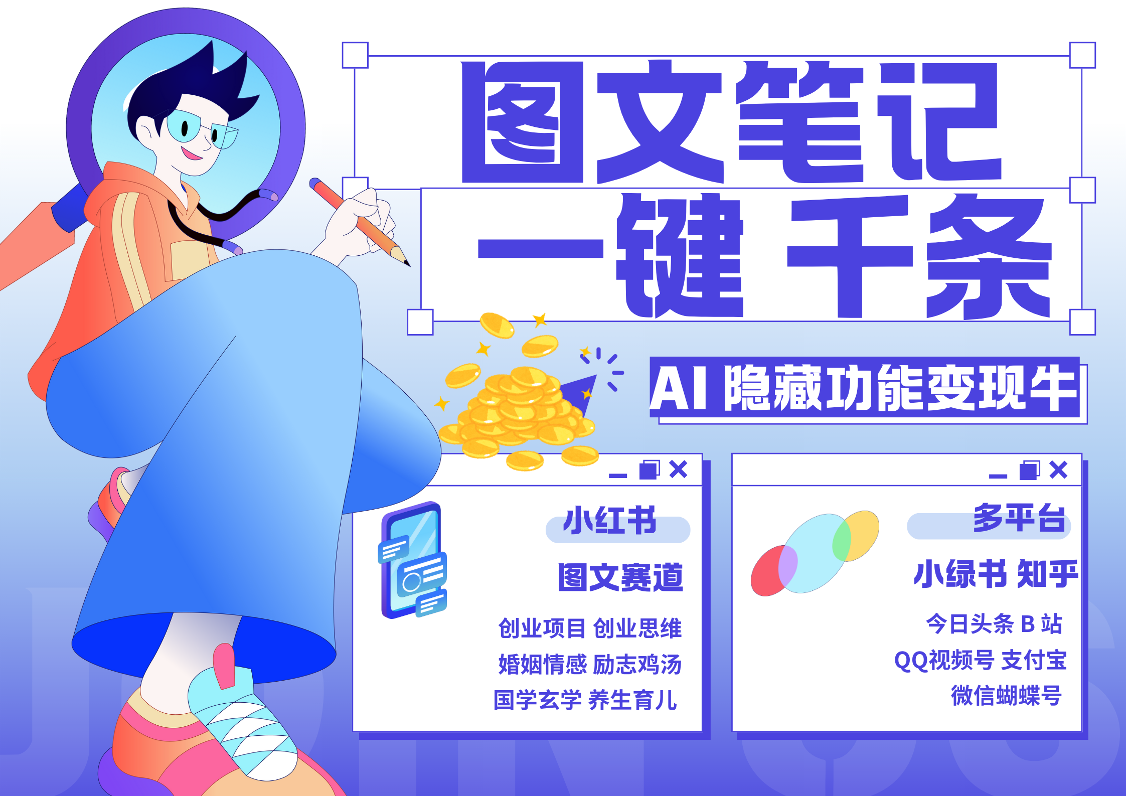 小红书小绿书 秒生图文一键千条 轻松变现3W+-有渔有礼
