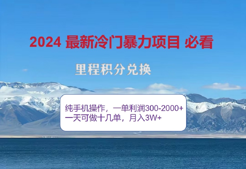 2024惊爆冷门暴利！出行高峰来袭，里程积分，高爆发期，一单300+—2000+，月入过万不是梦！-有渔有礼
