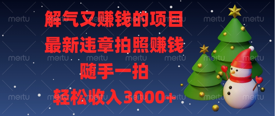 最新违章拍照赚钱，随手一拍，解气又赚钱的项目，轻松收入3000+-有渔有礼