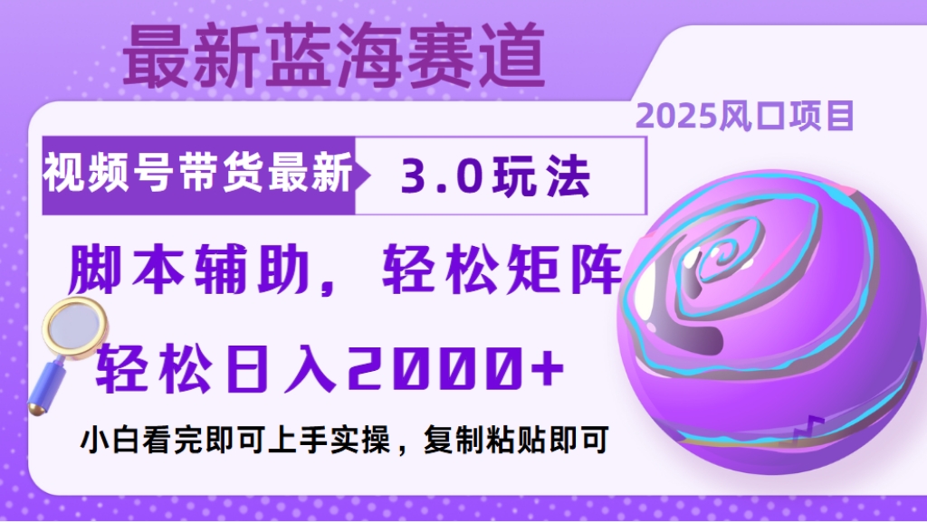 视频号带货最新3.0玩法，作品制作简单，当天起号，复制粘贴，脚本辅助，轻松矩阵日入2000+-有渔有礼