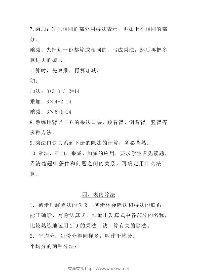 图片[3]-二上苏教数学知识点汇总预习-有渔有礼