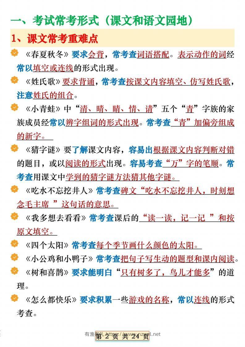 图片[2]-期末复习重点知识汇总一下语文-有渔有礼