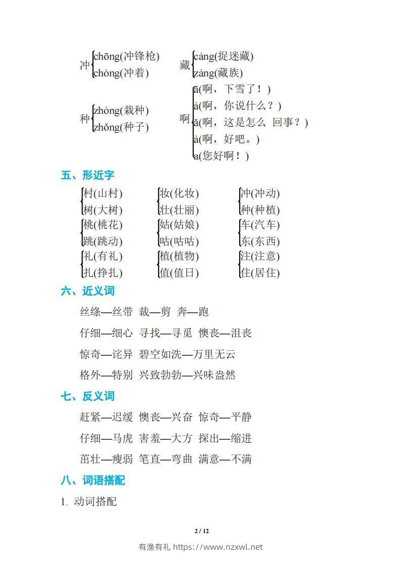 图片[2]-语文二年级下册期中复习知识要点-有渔有礼