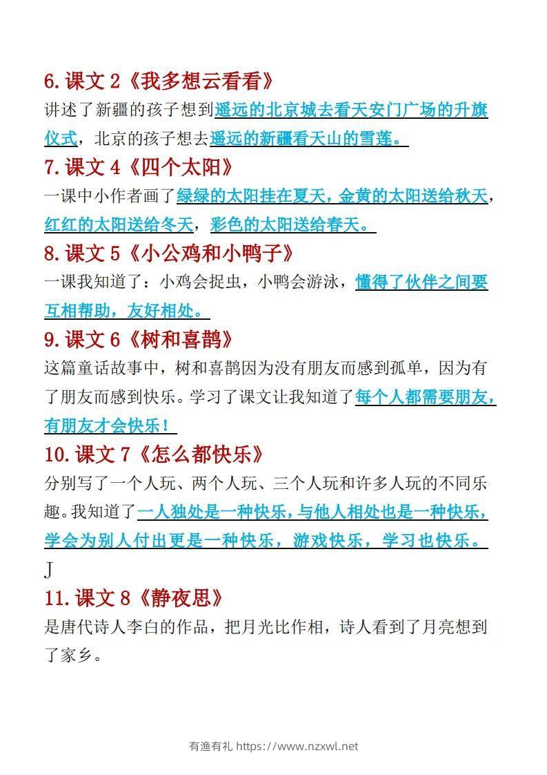 图片[2]-一年级下册语文重点考点汇总（复习必备）-有渔有礼