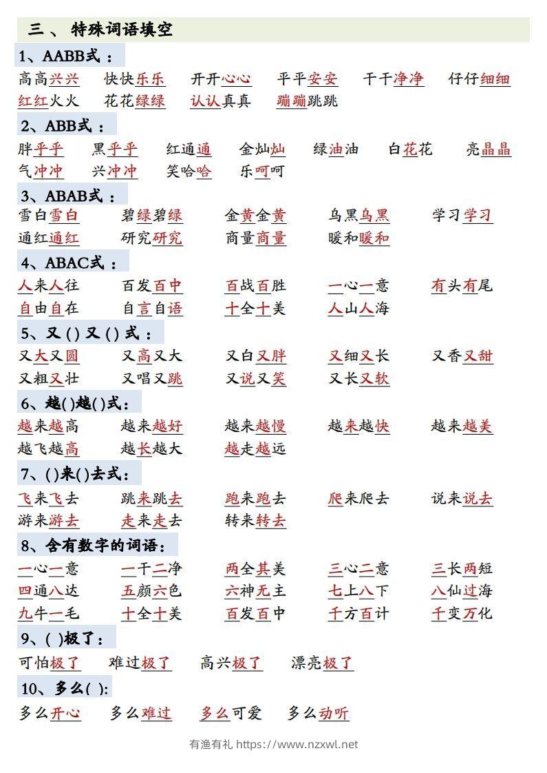 图片[2]-1.27一年级下册语文全册重点知识预习汇总-有渔有礼