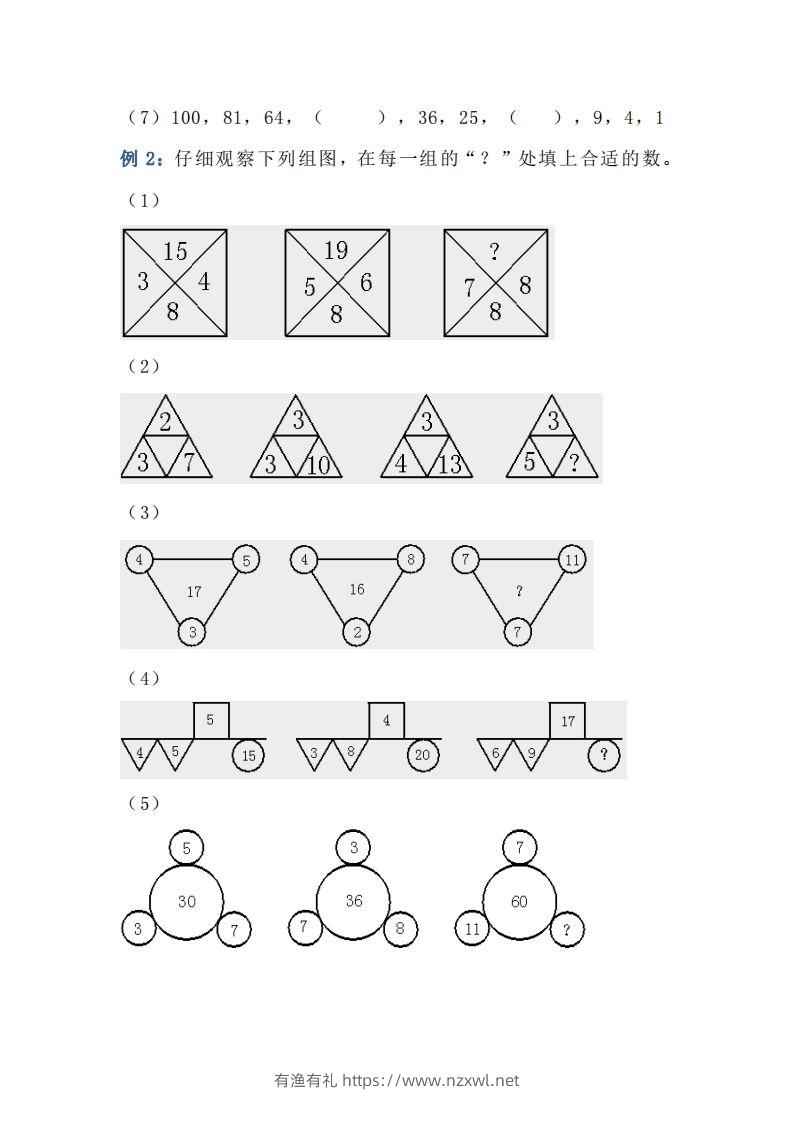 图片[2]-小学六年级上册数学找规律专项练习题-有渔有礼