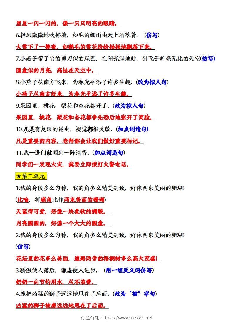 图片[2]-三年级语文下册全册课内重点句子专项练习-有渔有礼