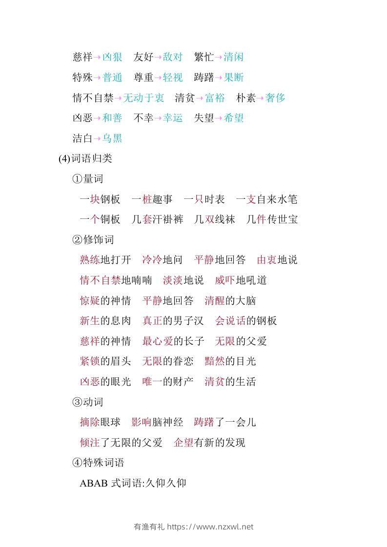 图片[3]-五年级语文下册03.第四单元知识小结（部编版）-有渔有礼