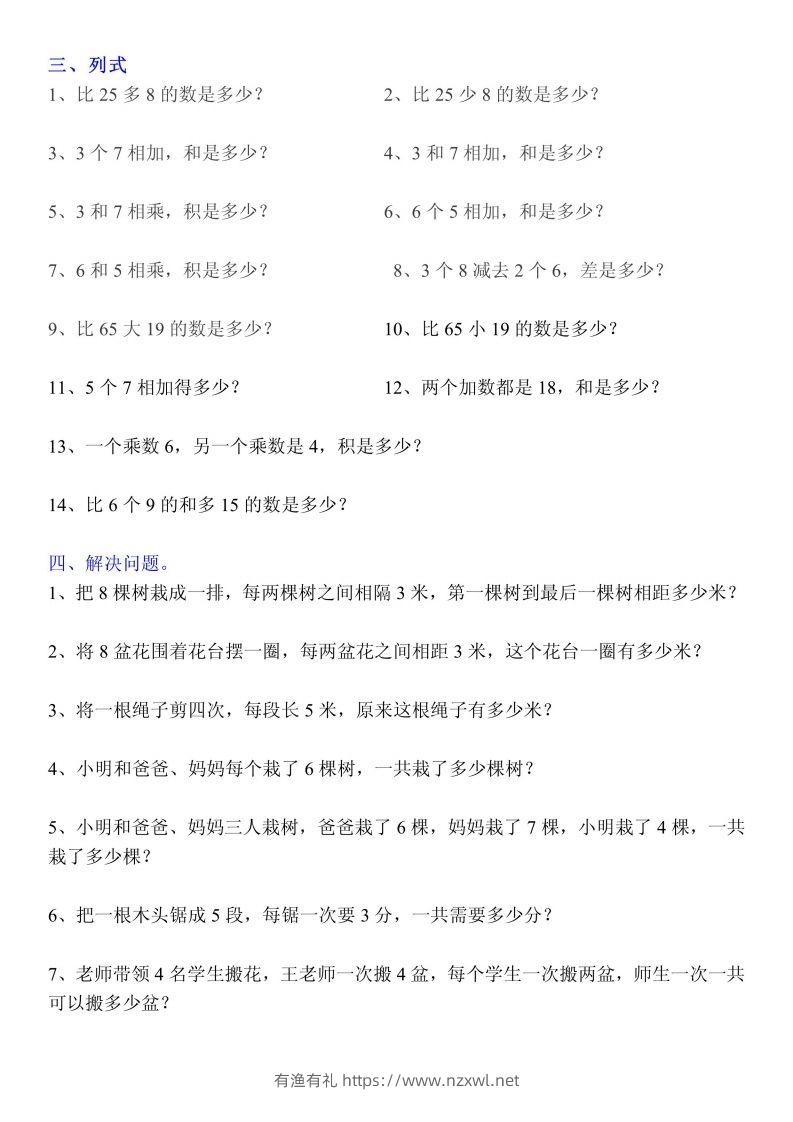 图片[2]-二上数学：重点易错题汇总-有渔有礼