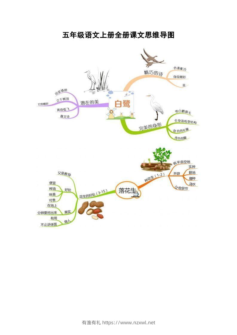 五上语文全册课文思维导图-有渔有礼