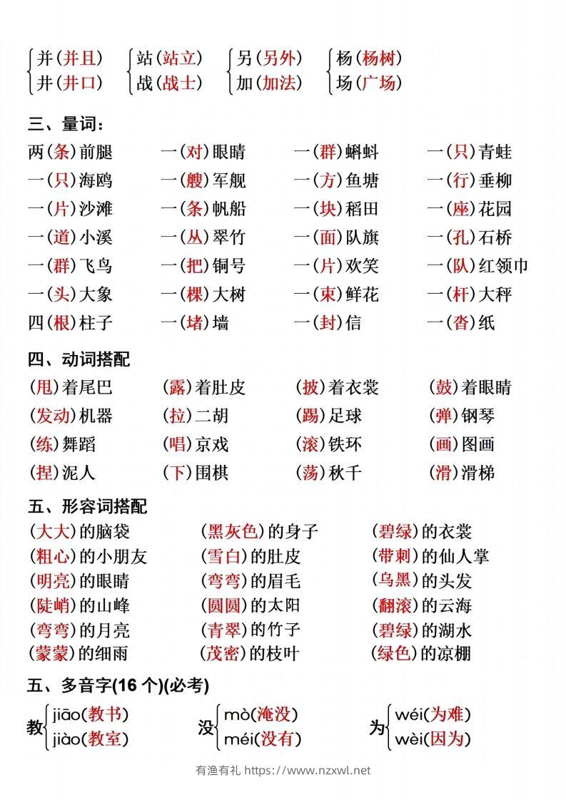 图片[2]-二上语文单元重点预习-有渔有礼