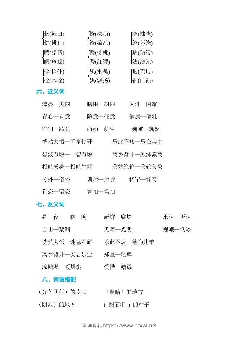 图片[2]-五年级语文下册第一单元单元知识小结（部编版）-有渔有礼