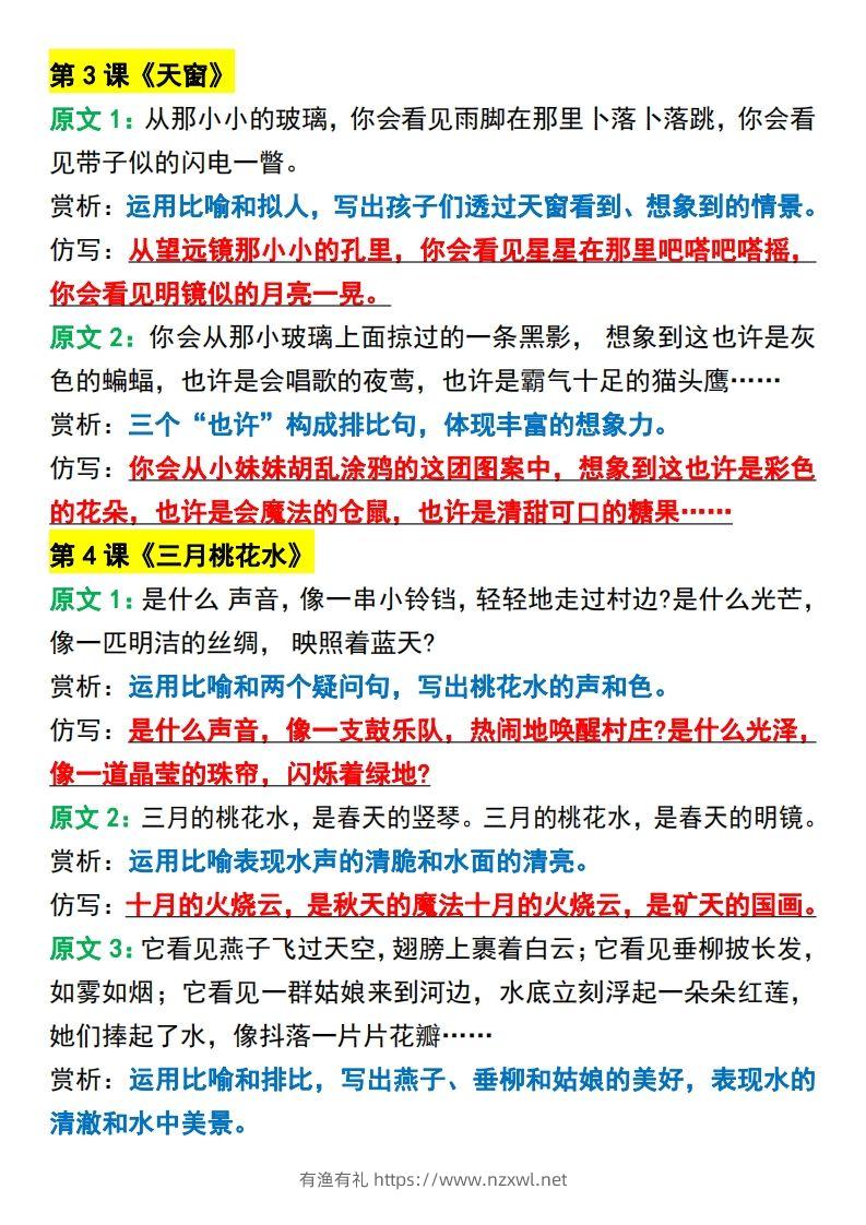 图片[2]-四年级下册语文必考重点句子仿写-有渔有礼