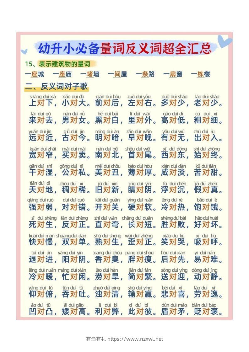 图片[3]-幼小衔接必备量词反义词汇总-有渔有礼