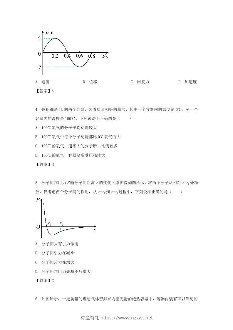 图片[2]-2020-2021年北京市昌平区高二物理下学期期末试题及答案(Word版)-有渔有礼