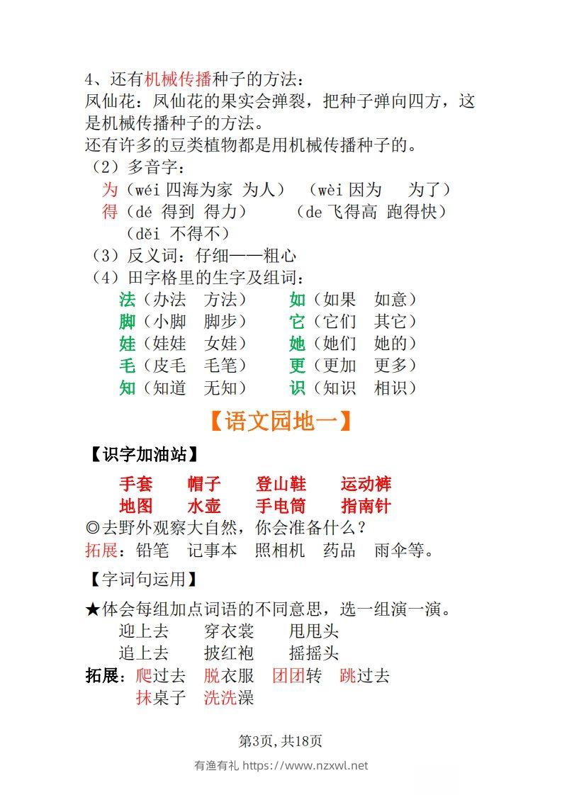 图片[3]-二年级上册语文全册每课重点知识点-有渔有礼