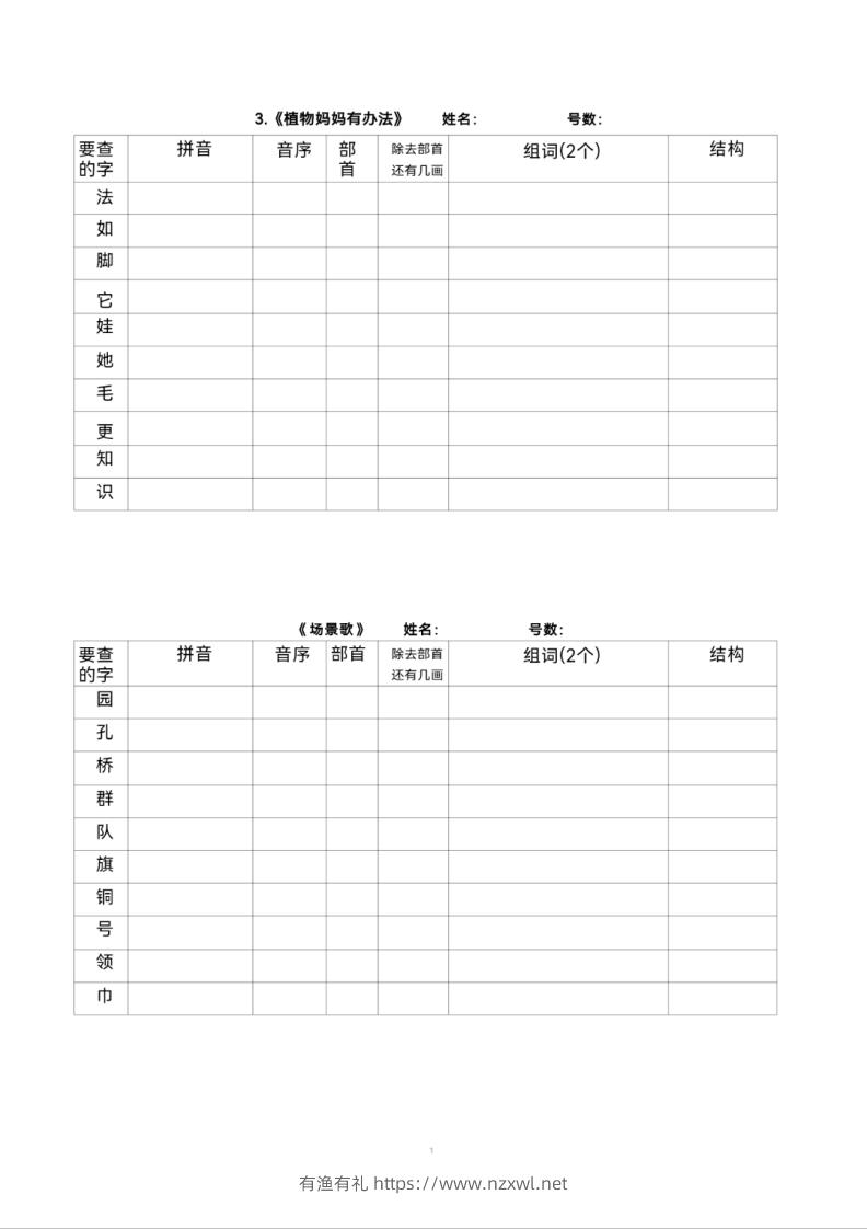 图片[2]-二年级上册语文查字典专项练习-有渔有礼