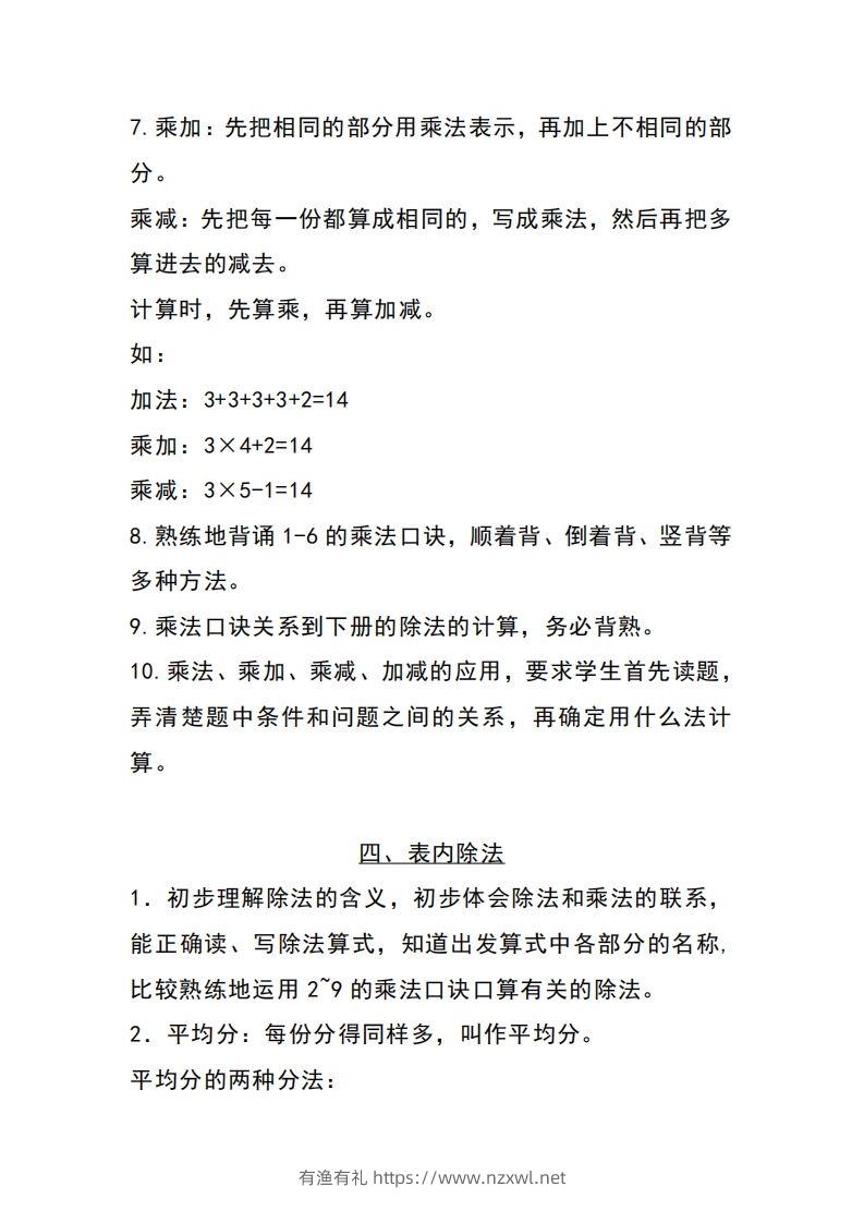 图片[3]-二上苏教数学知识点重点汇总-有渔有礼