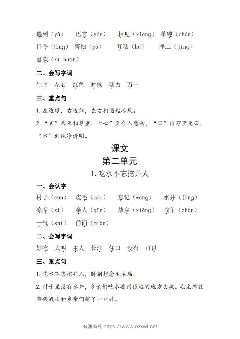 图片[3]-一下语每课+单元考点梳理汇总：常考+易错+积累19页-有渔有礼