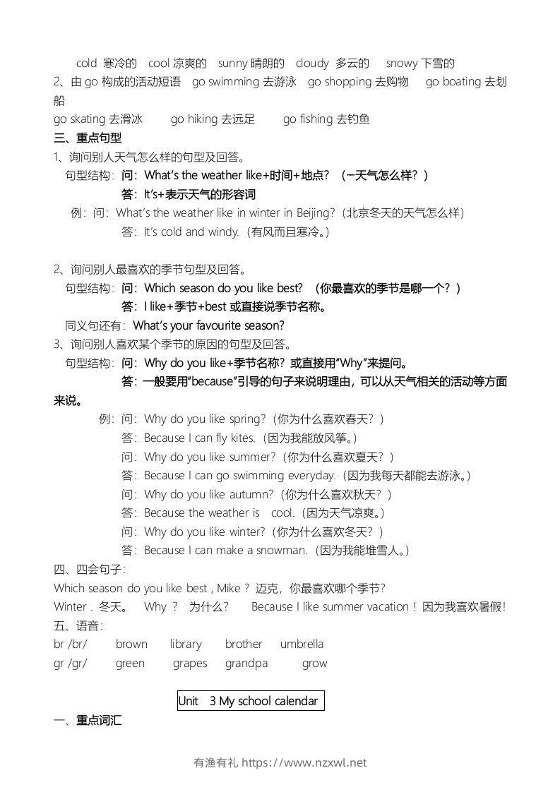 图片[3]-五年级英语下册单元知识点（人教PEP版）-有渔有礼