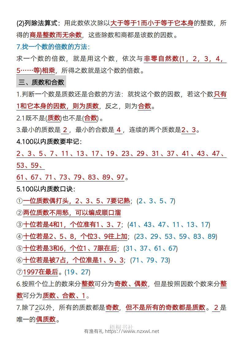 图片[2]-数学五年级下册必背知识点汇总-有渔有礼