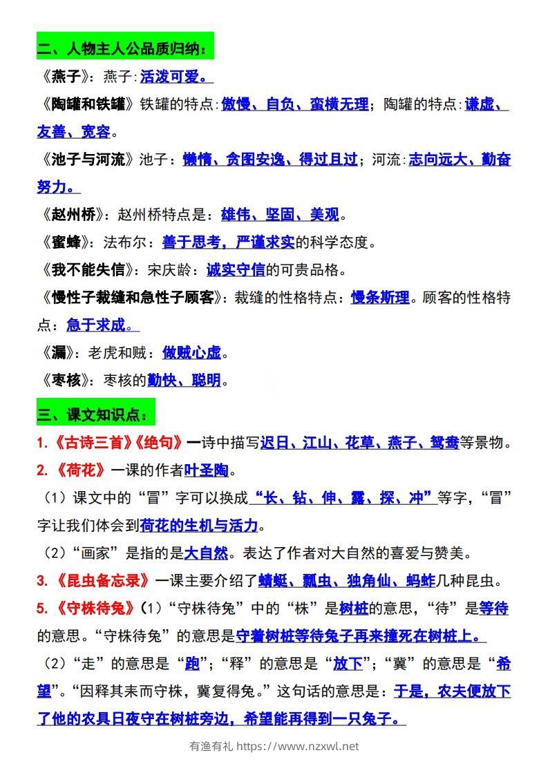 图片[2]-三年级语文下册知识点归纳总复习-有渔有礼