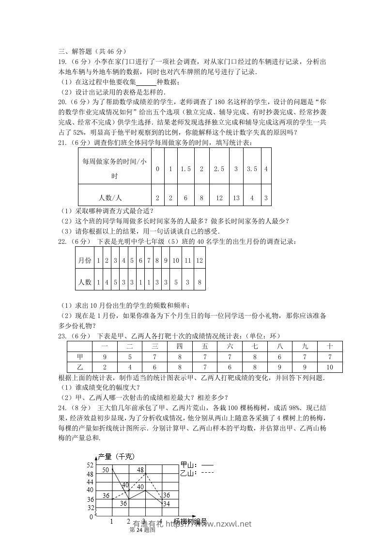 图片[3]-七年级下册数学第十章试卷及答案人教版(Word版)-有渔有礼