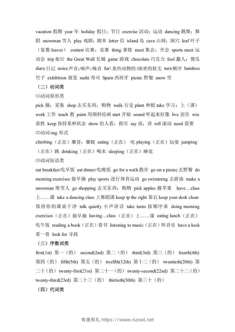 图片[2]-五年级英语下册【完美】词汇、句式梳理-全册：话题区分（人教PEP版）-有渔有礼