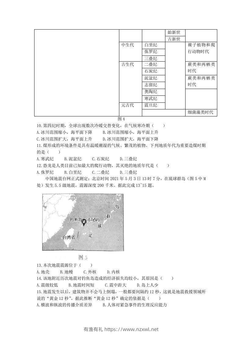 图片[3]-2020-2021年河北省张家口市高一地理上学期期中试卷及答案(Word版)-有渔有礼