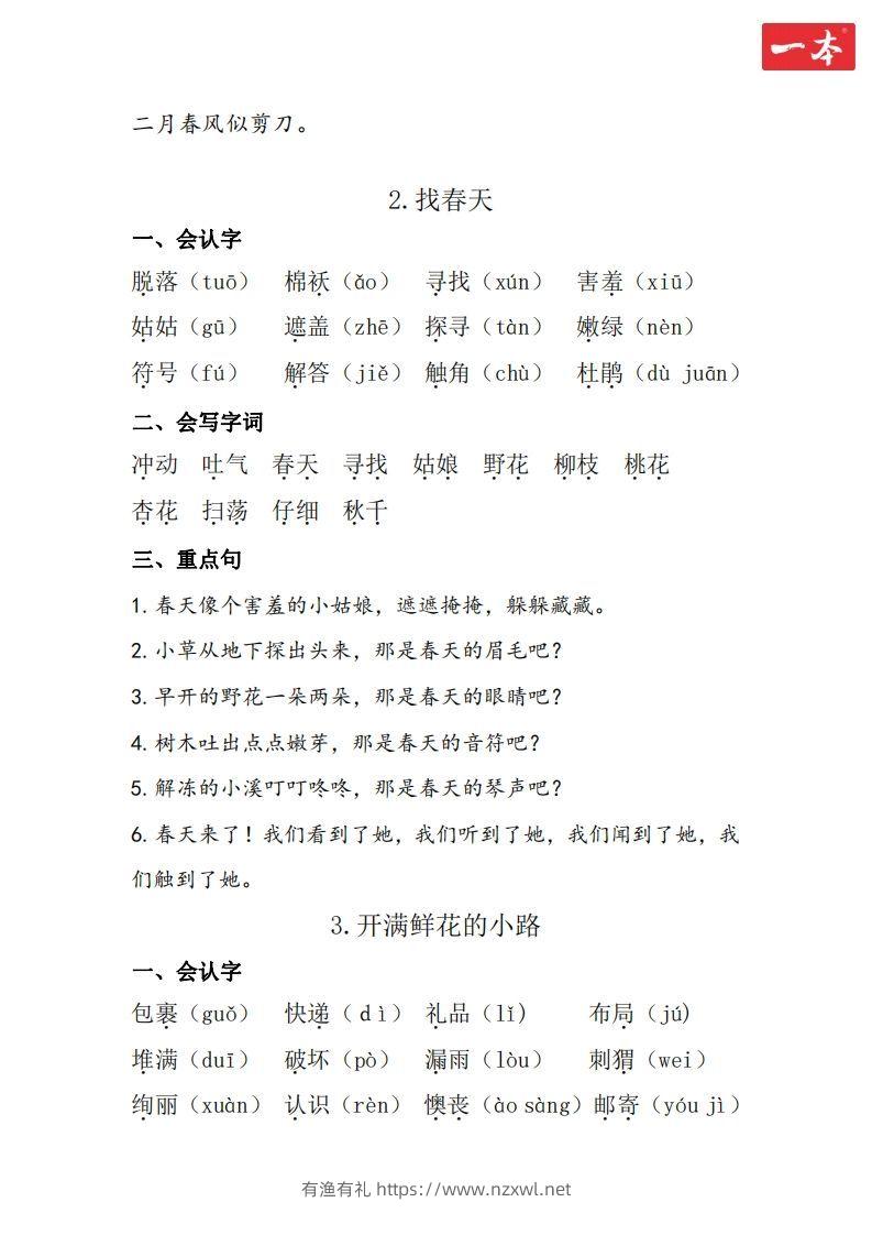 图片[2]-二年级语文下册知识清单-有渔有礼