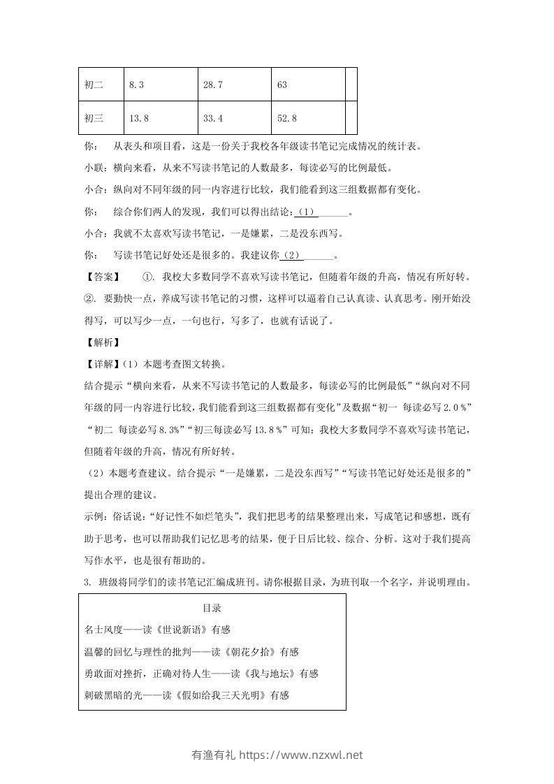 图片[3]-2023-2024学年江苏南京七年级上册语文期末试卷及答案B卷(Word版)-有渔有礼
