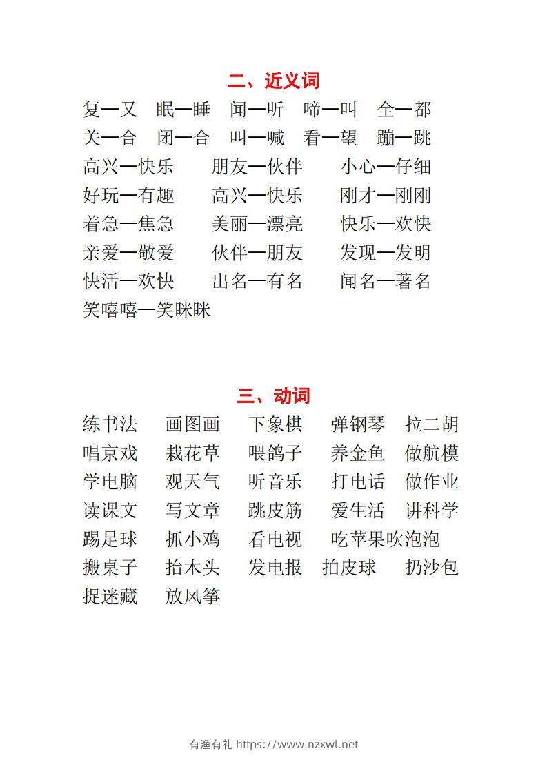 图片[2]-【种基础词汇汇总】二上语文-有渔有礼