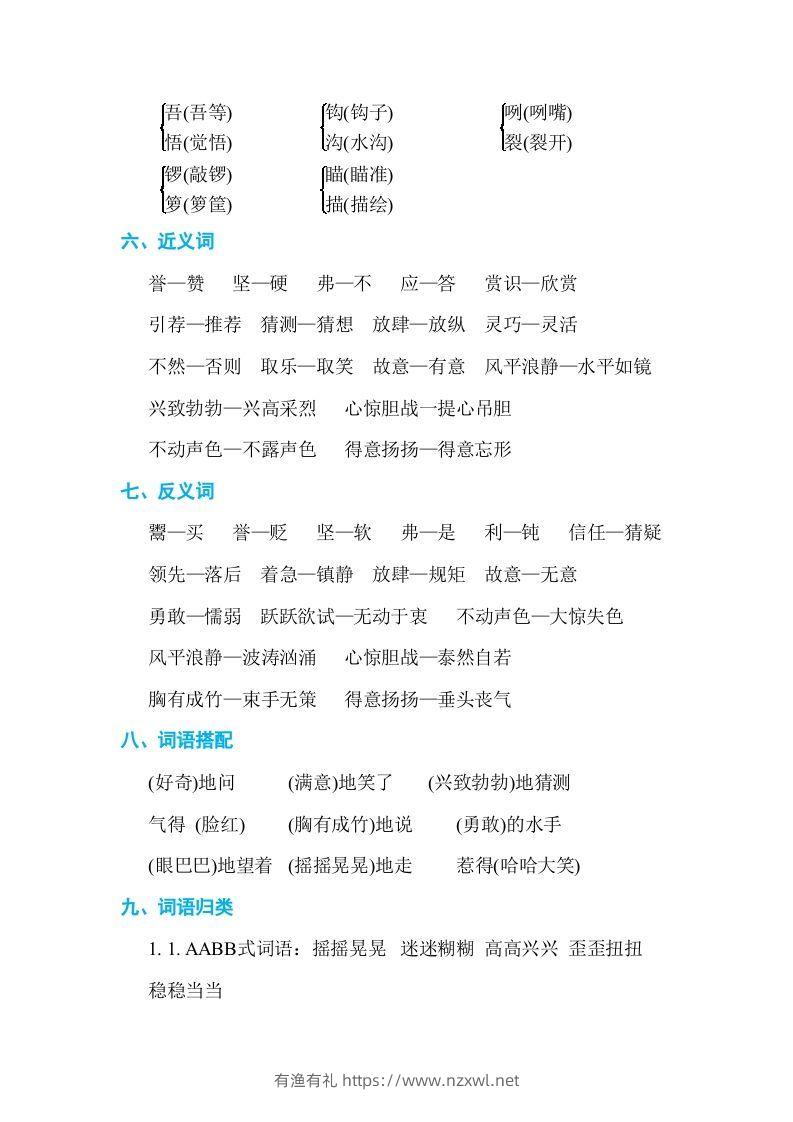 图片[2]-五年级语文下册第六单元单元知识小结（部编版）-有渔有礼