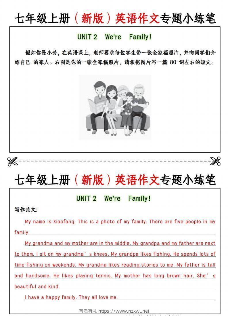 图片[2]-七年级上册（新版）英语作文专题小练笔-有渔有礼