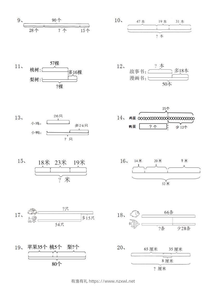 图片[2]-二上数学典型线段图列式计算-有渔有礼