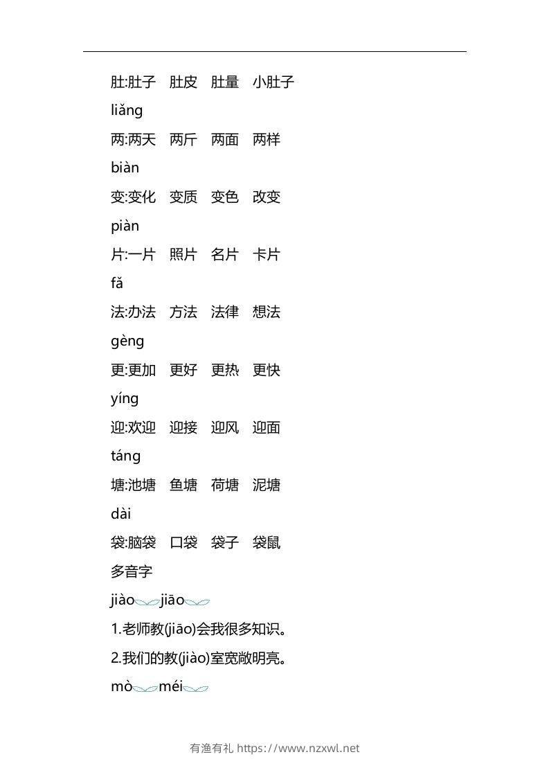 图片[3]-二上语文第一单元知识重点-有渔有礼