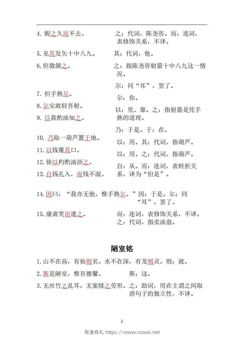 图片[2]-人教部编版七年级下册语文言文虚词归纳整理-有渔有礼