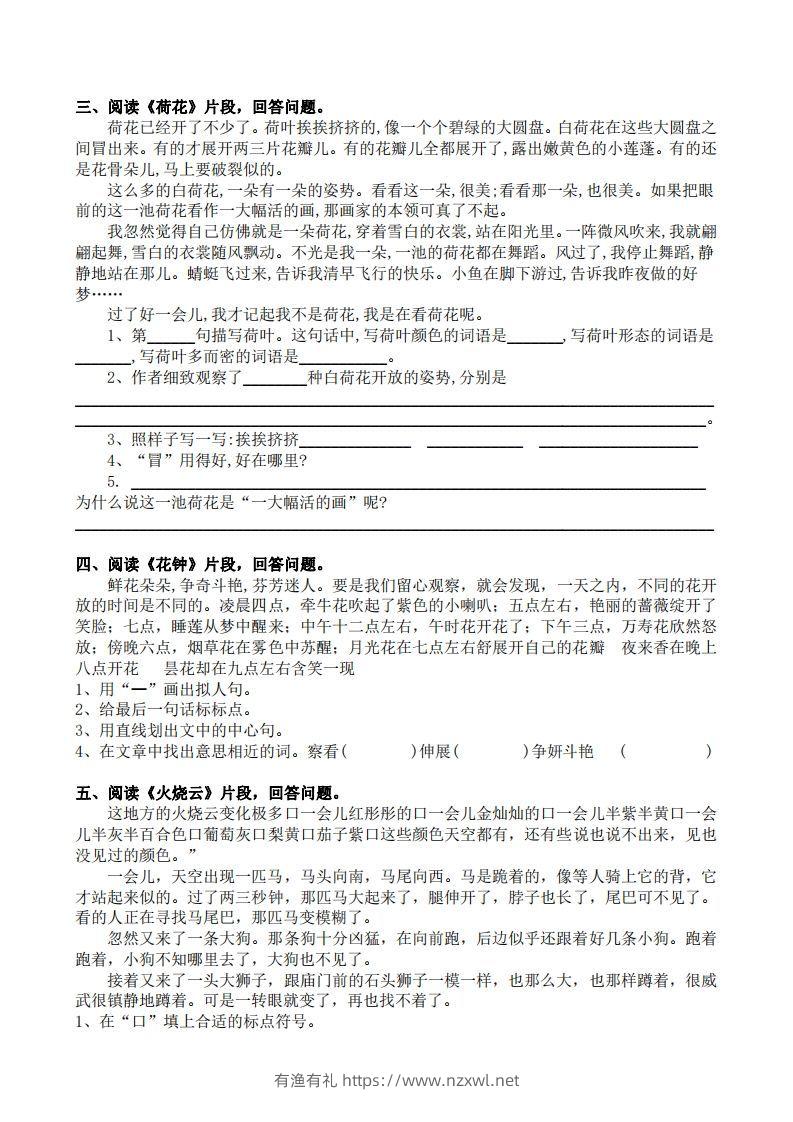 图片[2]-部编版三年级语文下册课内阅读专项训练-有渔有礼